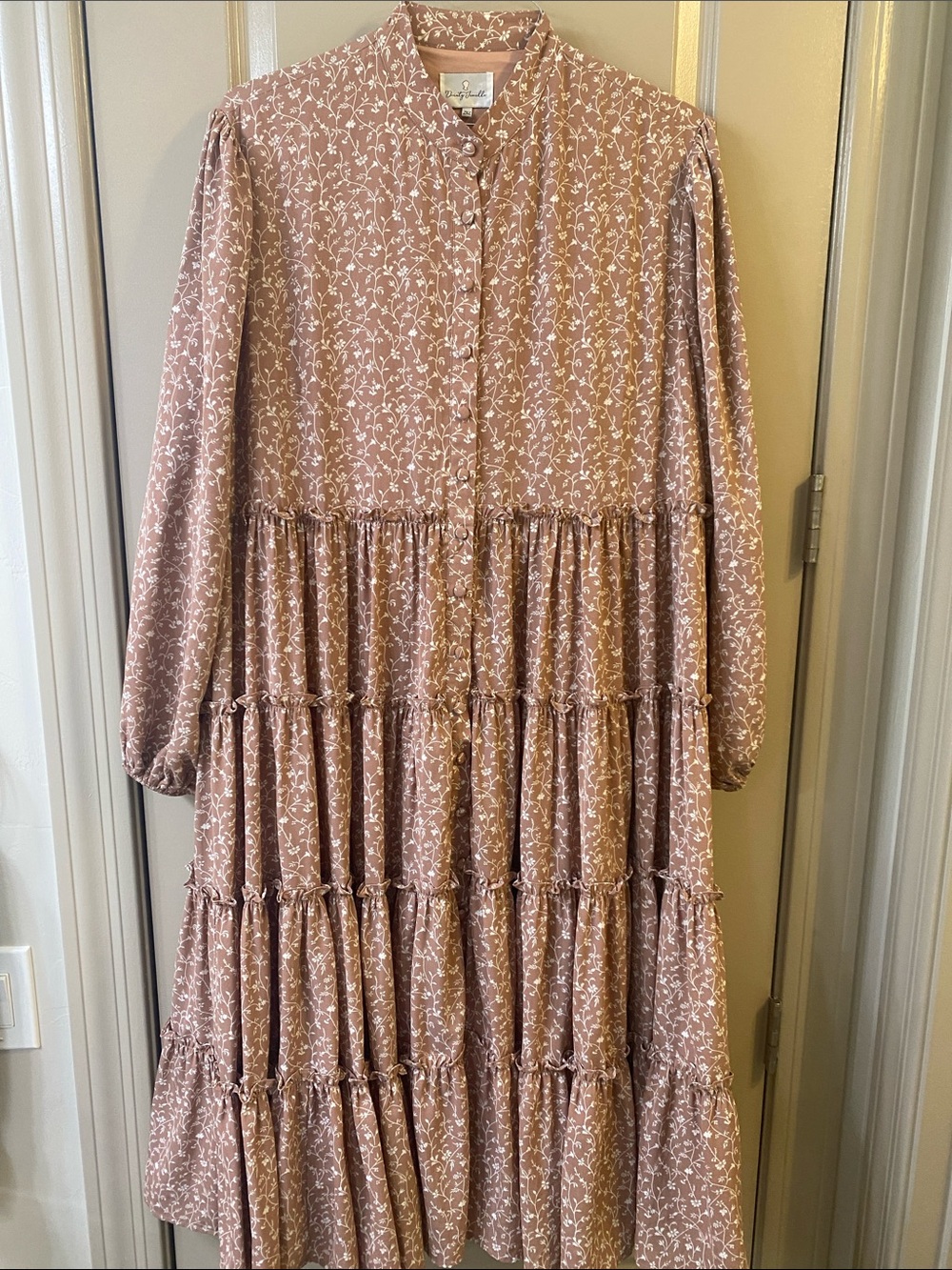 Dainty Jewells Dusty Mauve Floral Tiered Button Dress